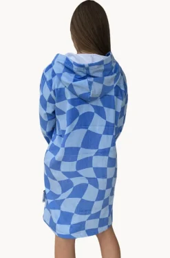 Towel Robes & Ponchos|Towel Robes & Ponchos^Back Beach Co Tidal Checker Hooded Towelling Robe M/L Blue