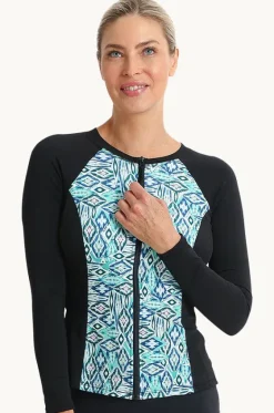 Rashies & Sunsuits^Poolproof Tide Long Sleeve Zip Suntop Emerald