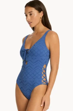 One Pieces^Sea Level Toscana Lace Up One Piece Denim