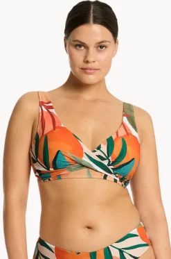 Bikini Tops^Sea Level Tropaluxe Cross Front Bra Khaki