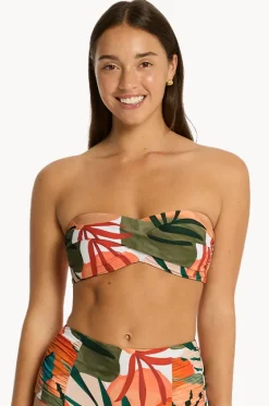 Bikini Tops^Sea Level Tropaluxe Twist Bandeau Khaki