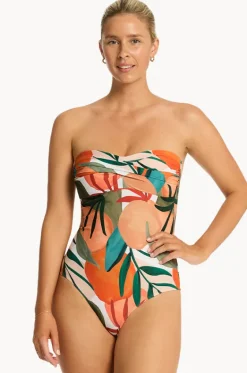 One Pieces^Sea Level Tropaluxe Twist Bandeau One Piece Khaki