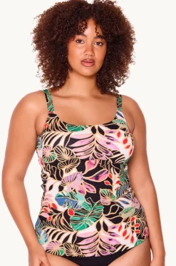 Tankini Tops^Genevieve Tropicana Scoop Neck Tankini Separate Black/Multi
