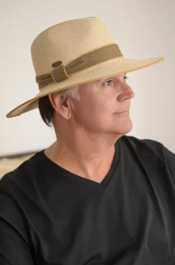 Headwear|Headwear^Sundaise Unisex Olive Band Panama Hat Natural