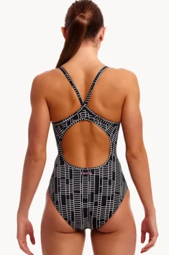 One Pieces^Funkita Up The Ladder Diamond Secure One Piece Black/white