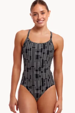 One Pieces^Funkita Up The Ladder Diamond Secure One Piece Black/white