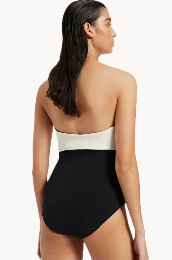 One Pieces^Jets Versa Rib Cut Out Bandeau One Piece Black/cream