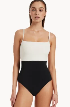 One Pieces^Jets Versa Rib Minimal Tank One Piece Black/cream