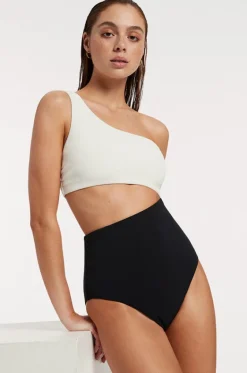 One Pieces^Jets Versa Rib One Shoulder One Piece Black/cream