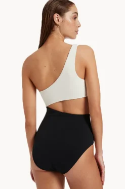 One Pieces^Jets Versa Rib One Shoulder One Piece Black/cream