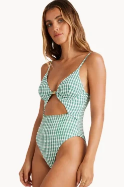 One Pieces^Billabong Wave Check Kaia One Piece Island Green