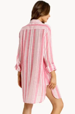 Overswim^Sunseeker Wilder Stripe Painters Shirt Pink