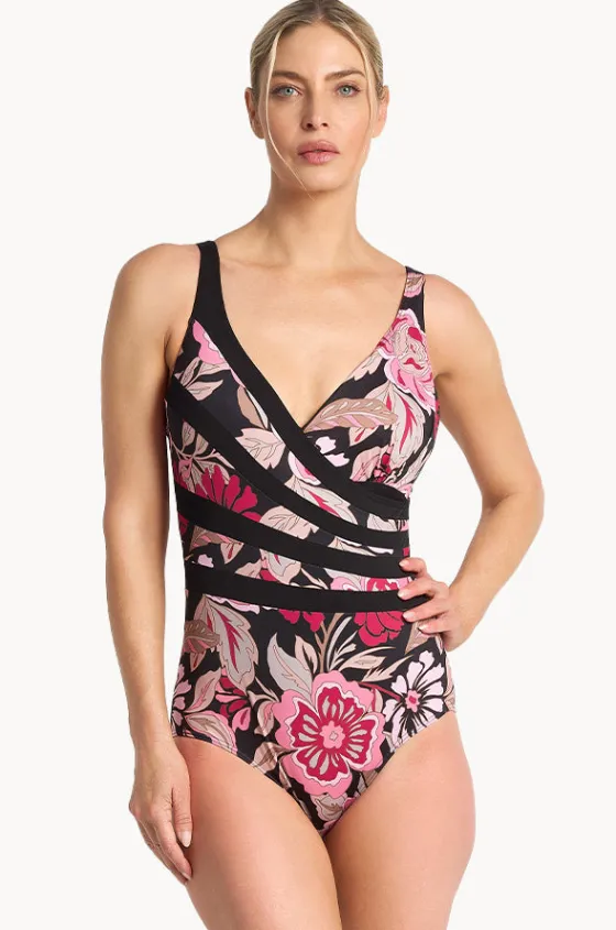 One Pieces^Poolproof Wisteria Fan Splice Tank One Piece Black