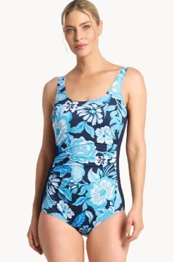One Pieces^Poolproof Wisteria Pintuck One Piece Navy