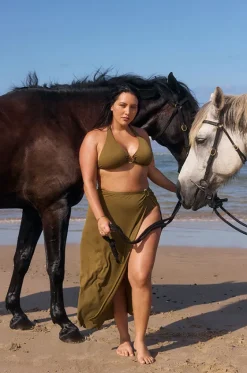 Overswim^Capriosca Zanzibar Maxi Split Skirt Khaki