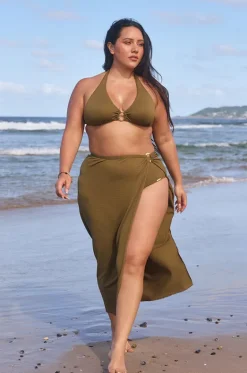 Overswim^Capriosca Zanzibar Maxi Split Skirt Khaki