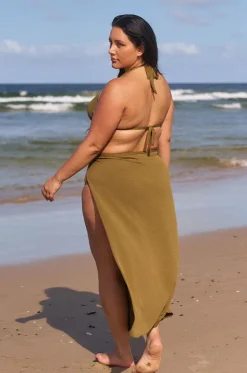 Overswim^Capriosca Zanzibar Maxi Split Skirt Khaki