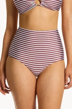 Bottoms^Jets Zarla Geo High Waist Boyleg Ruby
