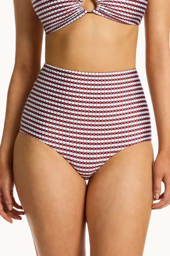 Bottoms^Jets Zarla Geo High Waist Boyleg Ruby