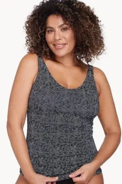 Tankini Tops^Artesands Zig Zag Raphael E/F Cup Tankini Separate Zig zag black