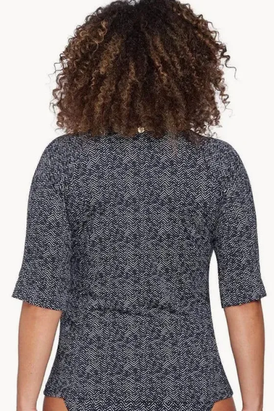 Rashies & Sunsuits^Artesands Zig Zag Short Sleeve Zip Suntop Zig zag black