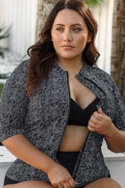 Rashies & Sunsuits^Artesands Zig Zag Short Sleeve Zip Suntop Zig zag black