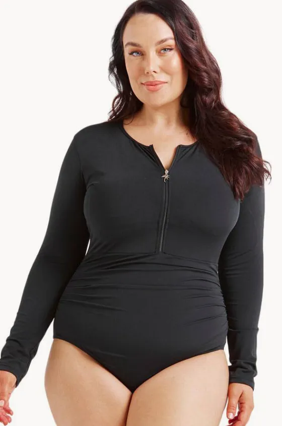 Rashies & Sunsuits^Capriosca Zip Front Sunsuit BLACK